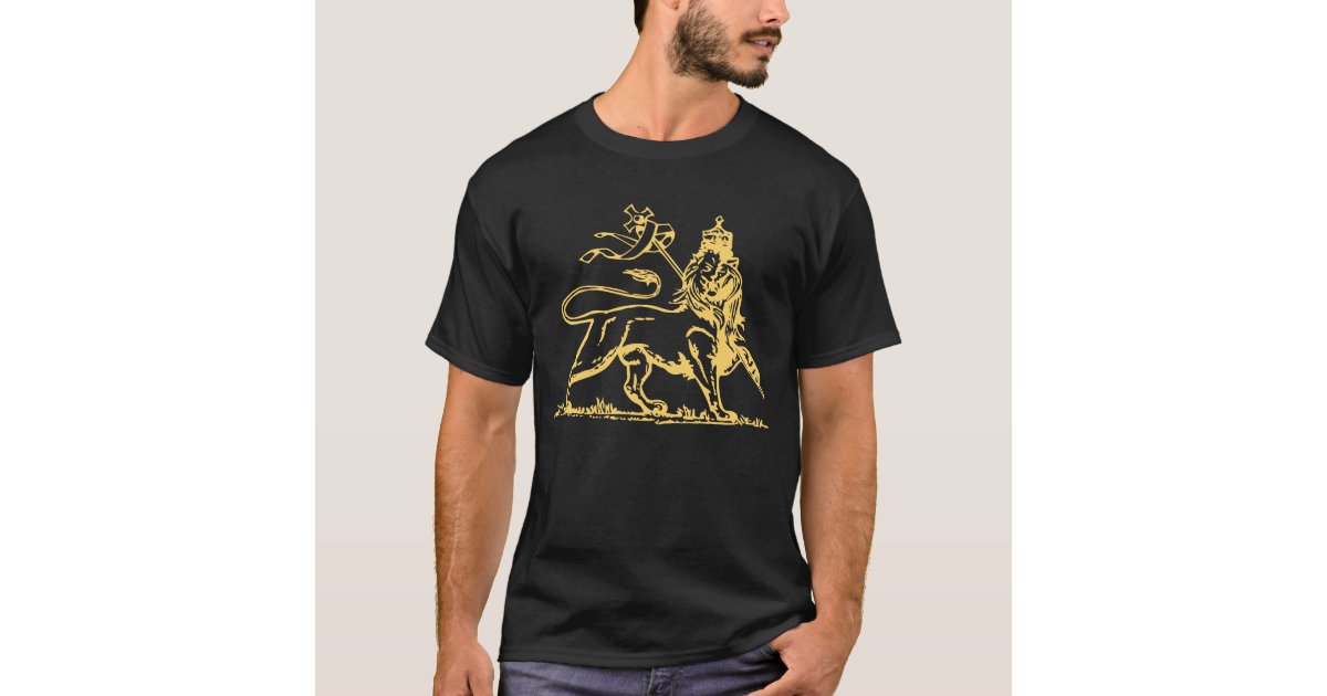 Ethiopian Lion of Judah/Cross on back T-Shirt | Zazzle