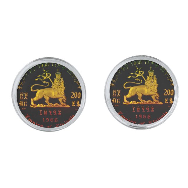 Ethiopian Lion of Judah Cufflinks (Front)