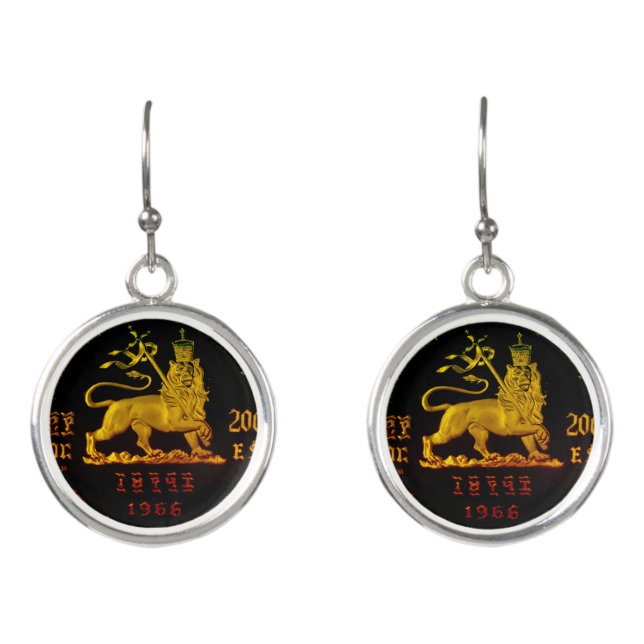 Ethiopian Lion of Judah Earrings (Front)