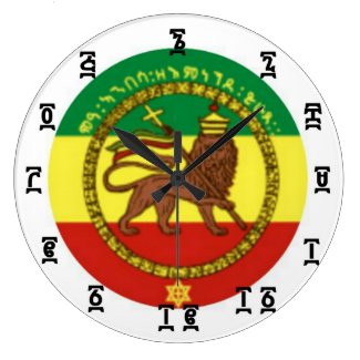 Ethiopian Lion Time - Round (Large) Wall Clock