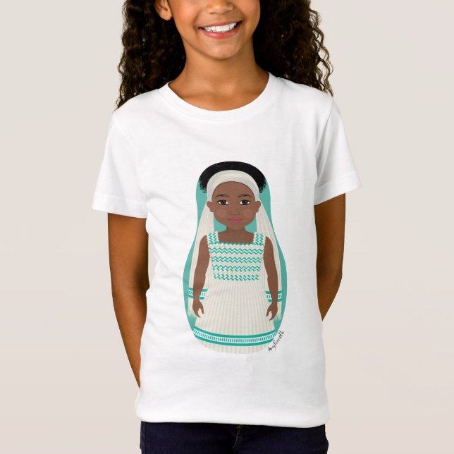 Ethiopian Matryoshka Girls' T-Shirt (Front)
