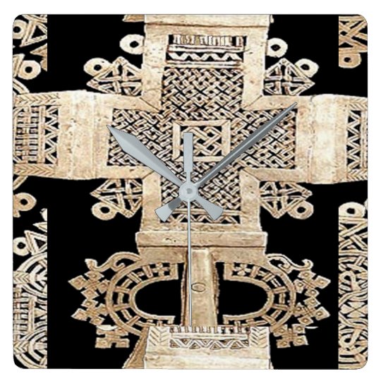 Ethiopian Motif Square Wall Clock