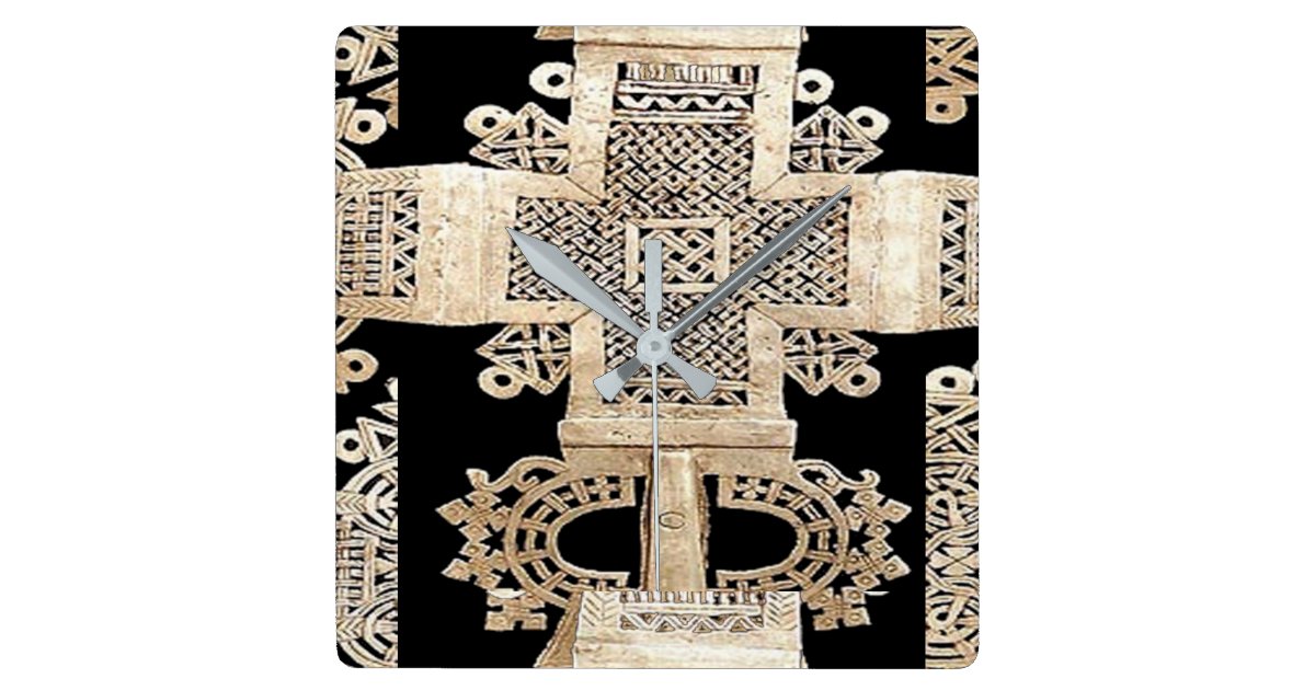 Ethiopian Motif Square Wall Clock Zazzle