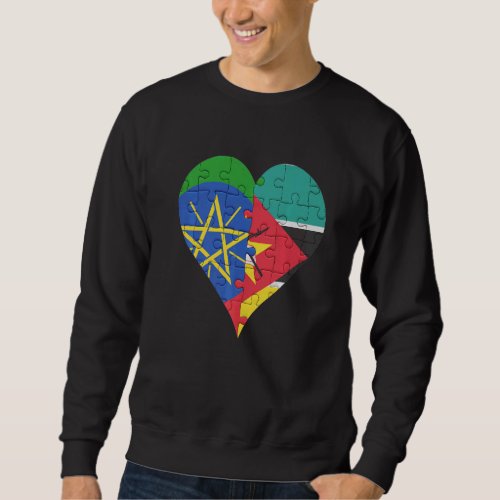 Ethiopian Mozambican Flag Heart Sweatshirt