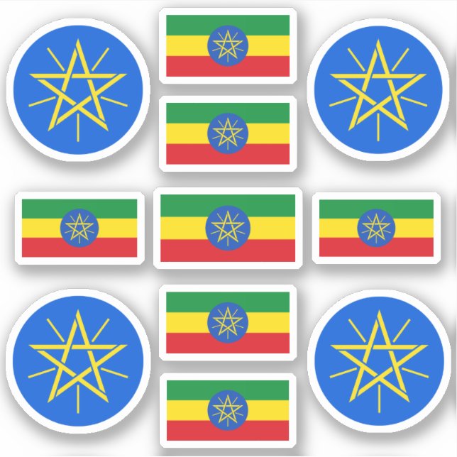 Ethiopian national symbols /Coat of arms and flag Sticker (Front)