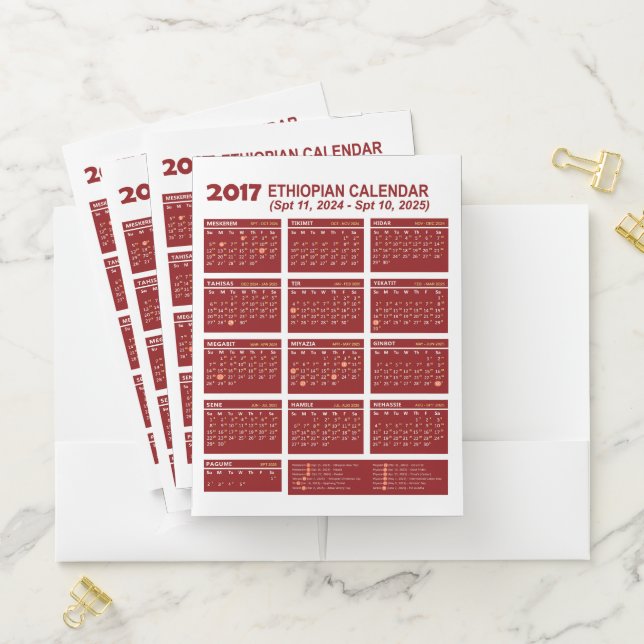 Ethiopian New Year Calendar Pocket Folder (In Situ)