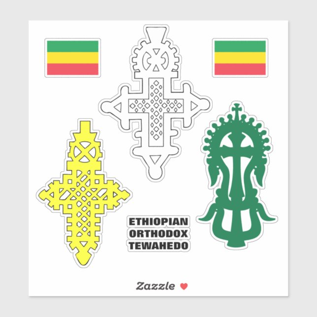 Ethiopian Orthodox Cross የመስቀል ስቲከር Sticker (Sheet)