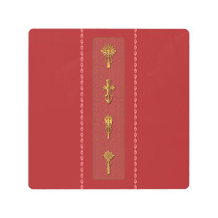 Ethiopian Orthodox Crosses – Gold on Red Metal Print