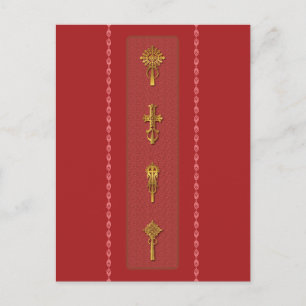 Ethiopian Orthodox Crosses – Gold on Red Postcard