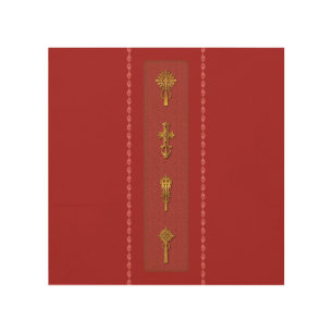 Ethiopian Orthodox Crosses – Gold on Red Wood Wall Art
