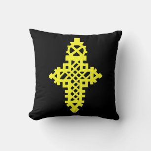 Ethiopian Orthodox Golden Jewelry Cross መስቀል Throw Pillow