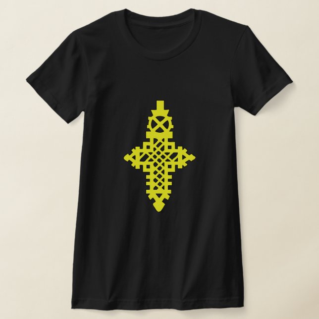 Ethiopian Orthodox Tewahedo Yellow Cross T-Shirt (Laydown)