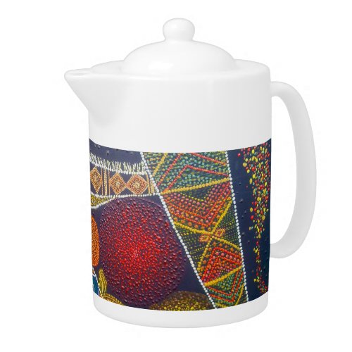Ethiopian Pattern Dot Art Teapot