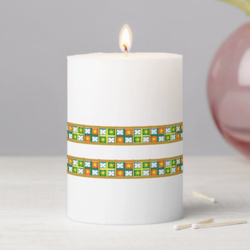 Ethiopian pattern pillar candle