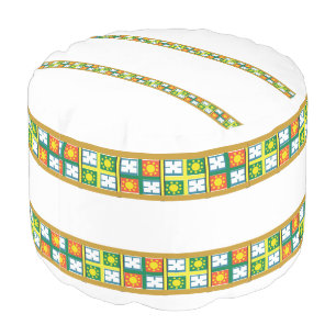 Ethiopian Pattern Round Pouf