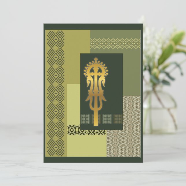 Ethiopian Processional Cross Holiday Card (Standing Front)
