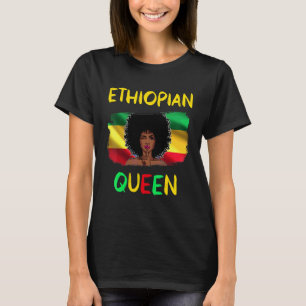 Ethiopian Queen Ethiopia Flag Ethiopian Girl Pride T-Shirt