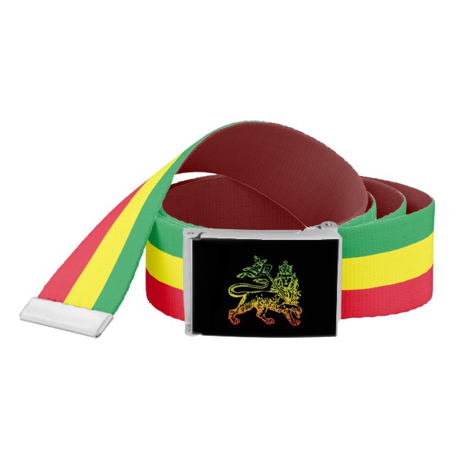 Ethiopian Rasta Flag Lion of Judah Belt (Snake)