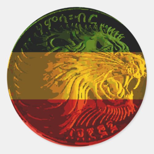 Ethiopian Rasta Lion Round Sticker