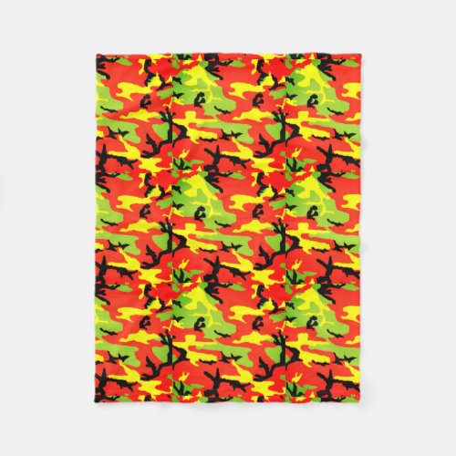 Ethiopian Rastafari Camouflage _ Fleece Blanket