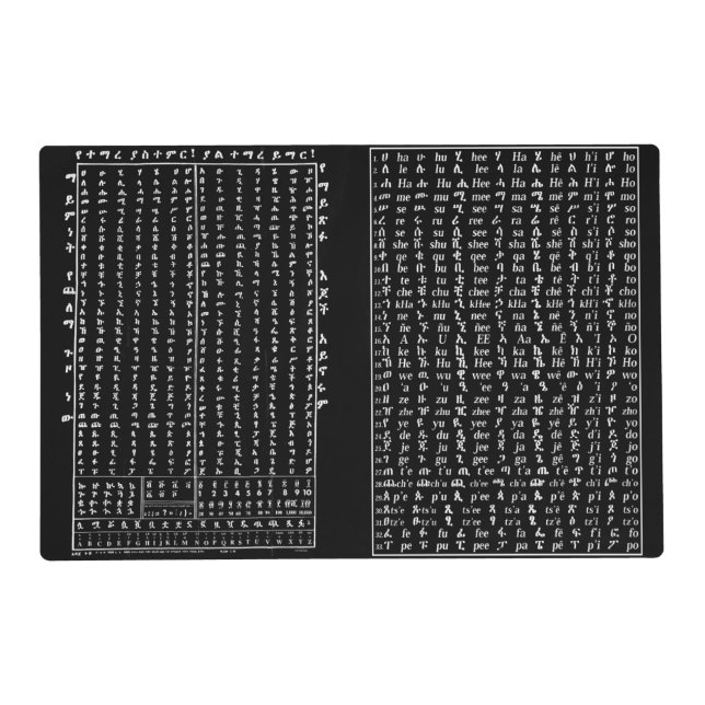 Ethiopian Rootz Amharic Alphabet Laminated Placemat (Back)