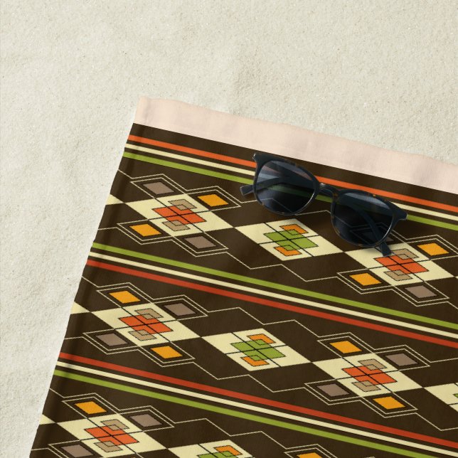 Ethiopian Tebeb Pattern Beach Towel (In Situ)