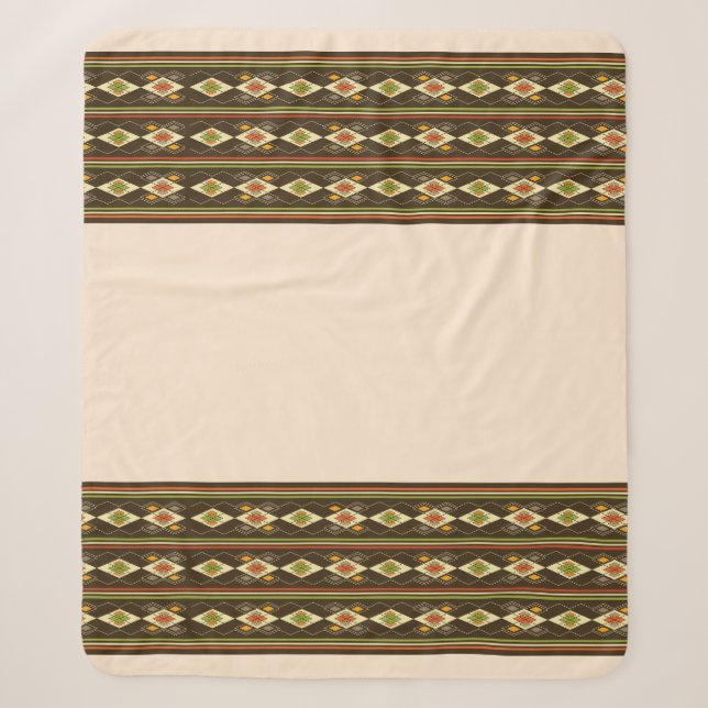 Ethiopian Tebeb Pattern Sherpa Blanket (Front)