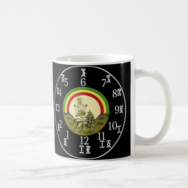 Ethiopian Time Telling Black Clock Mug (Right)