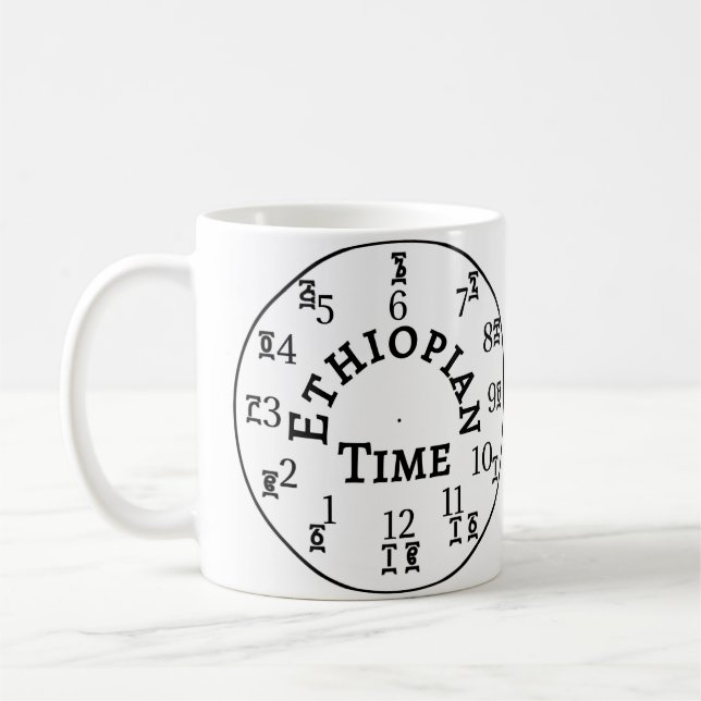 Ethiopian Time Telling Clock - Amharic & English Coffee Mug (Left)
