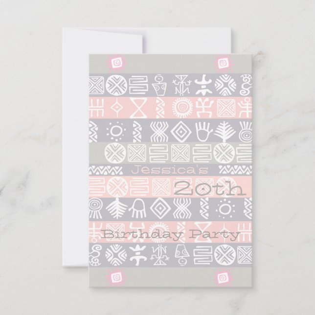 Ethnic 20th Birthday Party Invitation (Front)