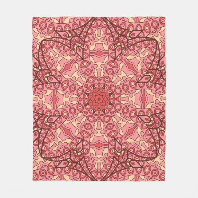 Ethnic Abstract Flower, Mandalas Seamless. Fleece Blanket (Front)