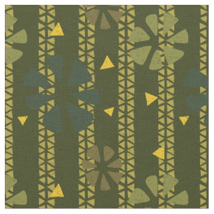 Ethnic Abstract Pattern Green, Mustard, Dark Olive Fabric