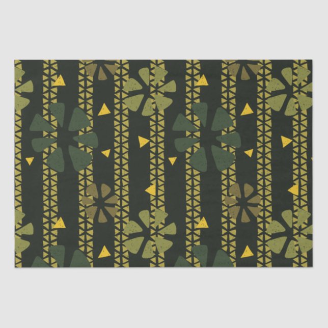 Ethnic Abstract Stripes and Flowers Pattern Tissue Paper (Front)