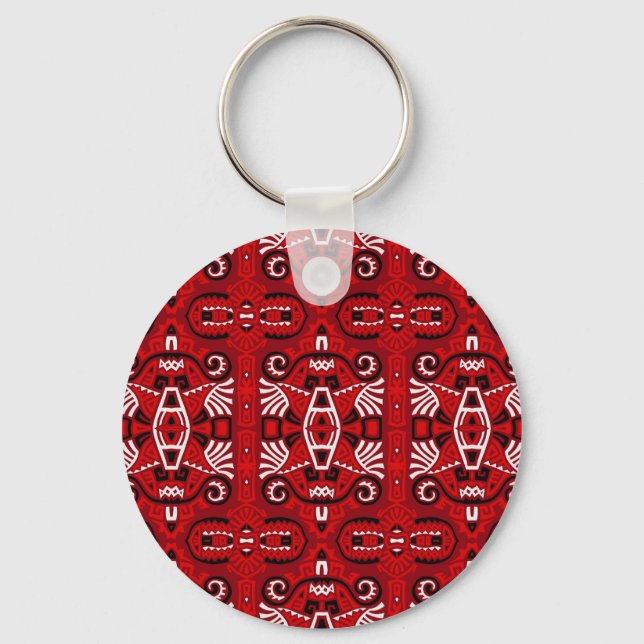 Ethnic Abstract Vintage Boho Tile Keychain (Front)