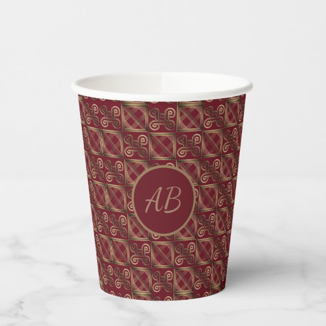 Ethnic Adinkra African Golden Pattern Paper Cups (Left)