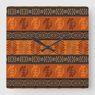 Ethnic African Adinkra symbols Square Wall Clock