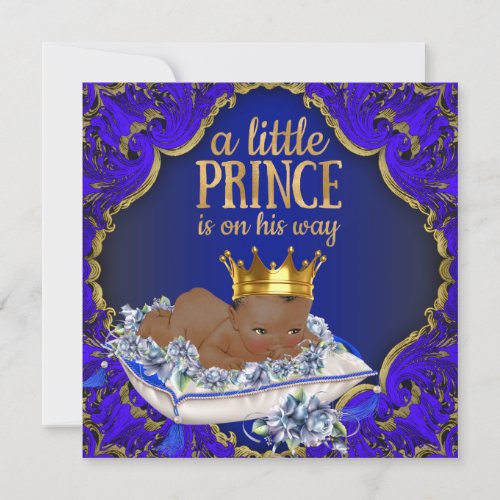Ethnic African American Prince Baby Shower Invitation