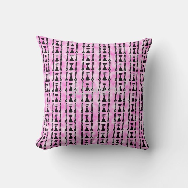 Ethnic, African Art Awesome Pattern Pink and White Throw Pillow (Front)