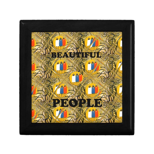 Ethnic African Art Design Print: Beautiful People Jewelry Box (Front)