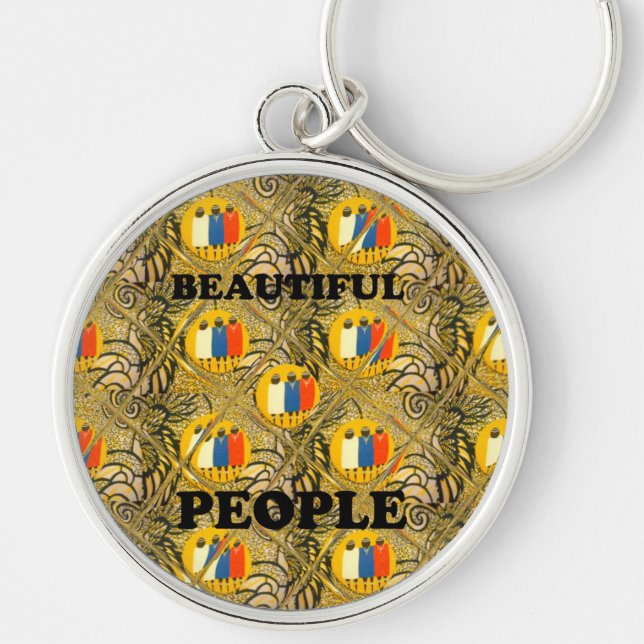 Ethnic African Art Design Print: Beautiful People Keychain (Front)