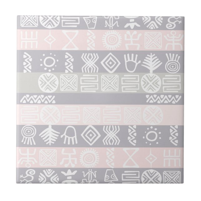 Ethnic African Boho Design Ceramic Tile (Front)