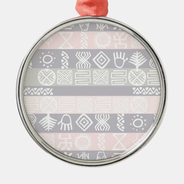 Ethnic African Boho Design Metal Ornament (Front)