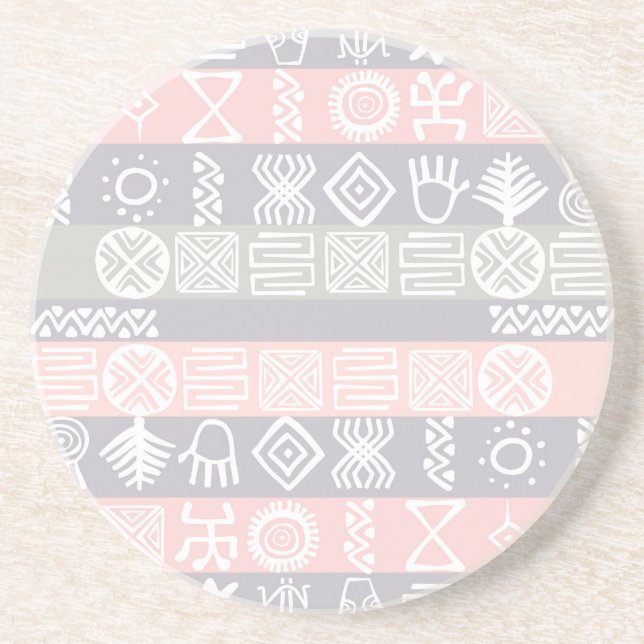 Ethnic African Boho Design Sandstone Coaster (Front)