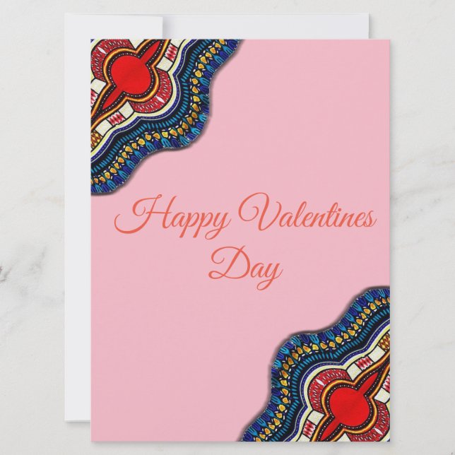 Ethnic African Dashiki Lace Valentines Day Card (Front)