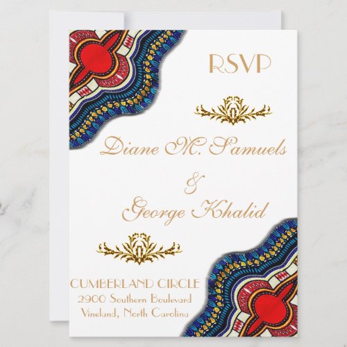 Ethnic African Dashiki Lace Wedding Party Cards