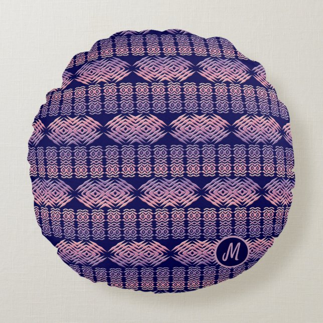 Ethnic African Geometric  Stripes Round Pillow (Front)