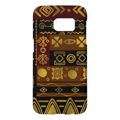 Ethnic African Golden Pattern on black and brown Samsung Galaxy S7 Case