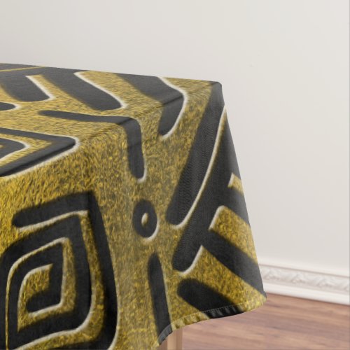 Ethnic African Golden Pattern on black Tablecloth