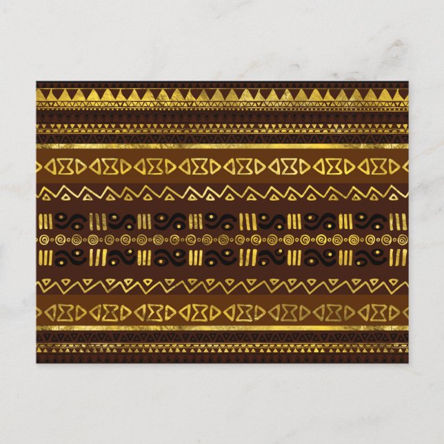 Ethnic African Golden Pattern on brown Postcard (Front)