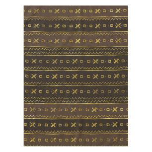 Ethnic African Golden Pattern on brown Tablecloth